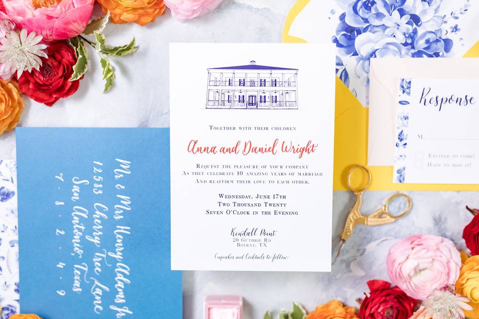 Floral Blue Invitation