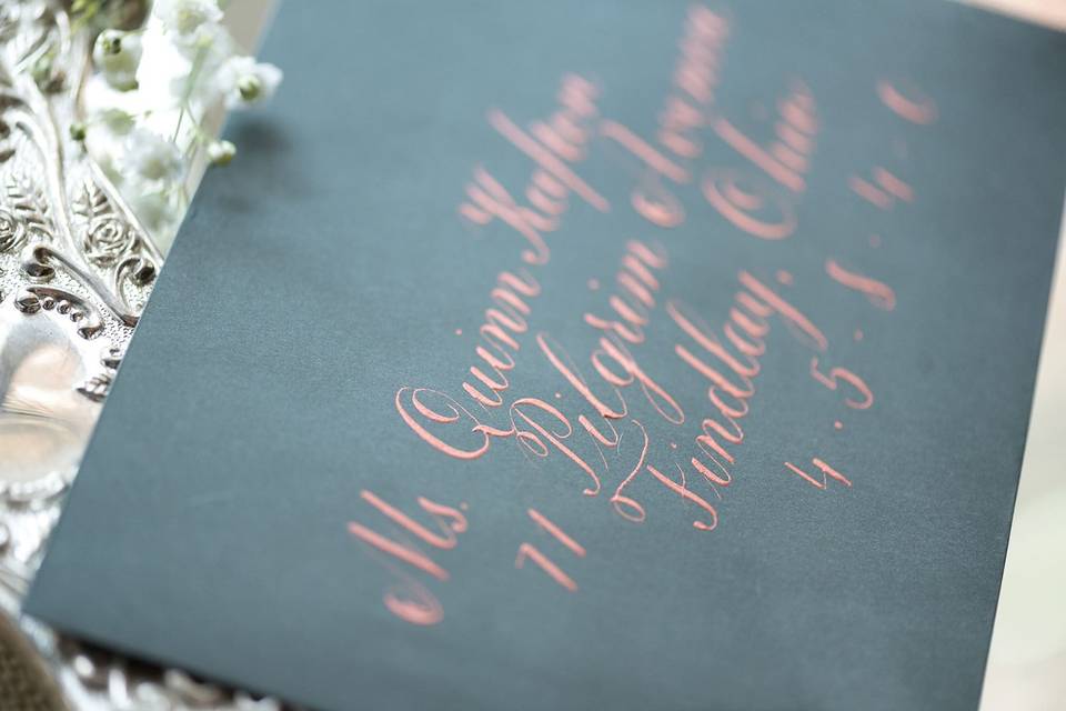 Rose Gold Envelope Calligraphy