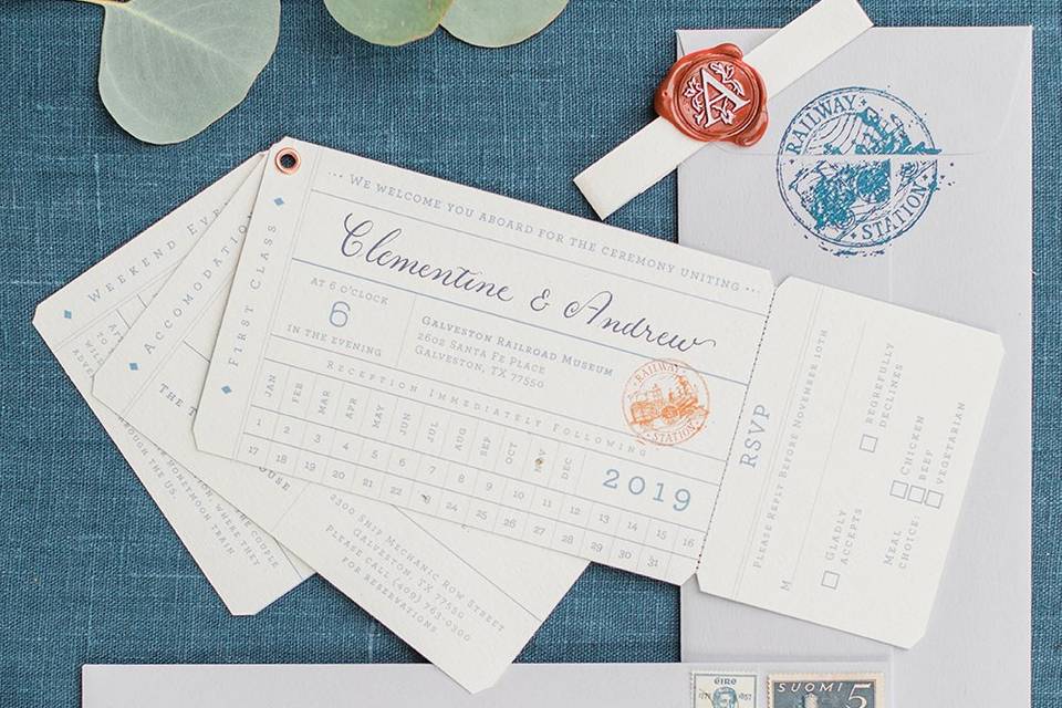 Vintage Train Inspired Invite