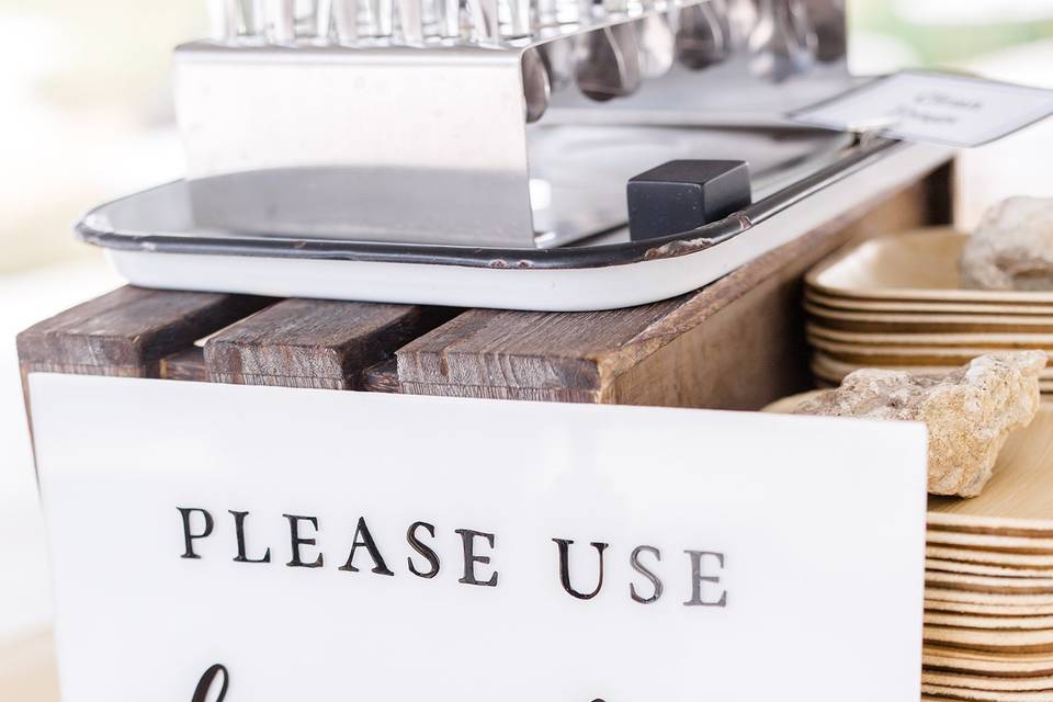 White Acrylic Table Sign