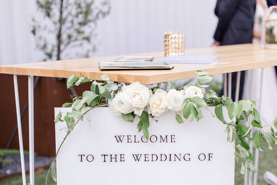 White Acrylic Welcome Sign