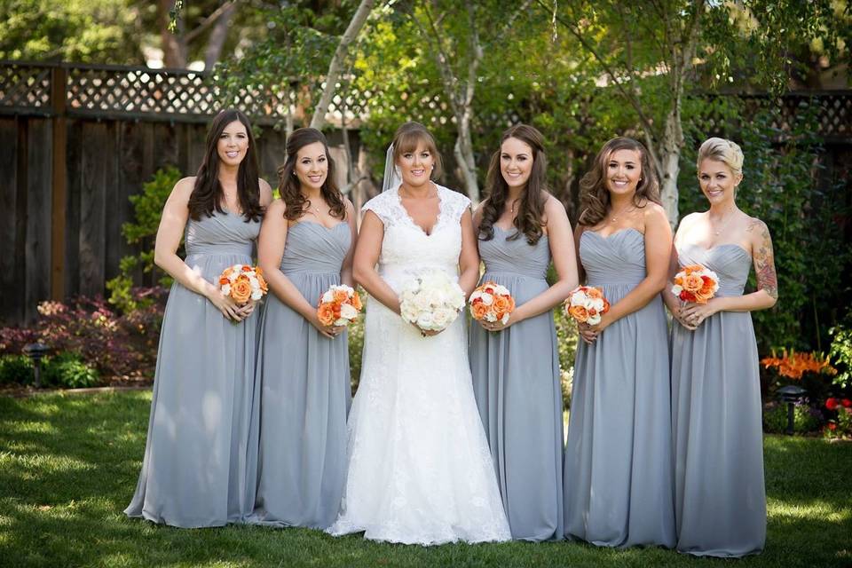 Bride and her bridesmaids