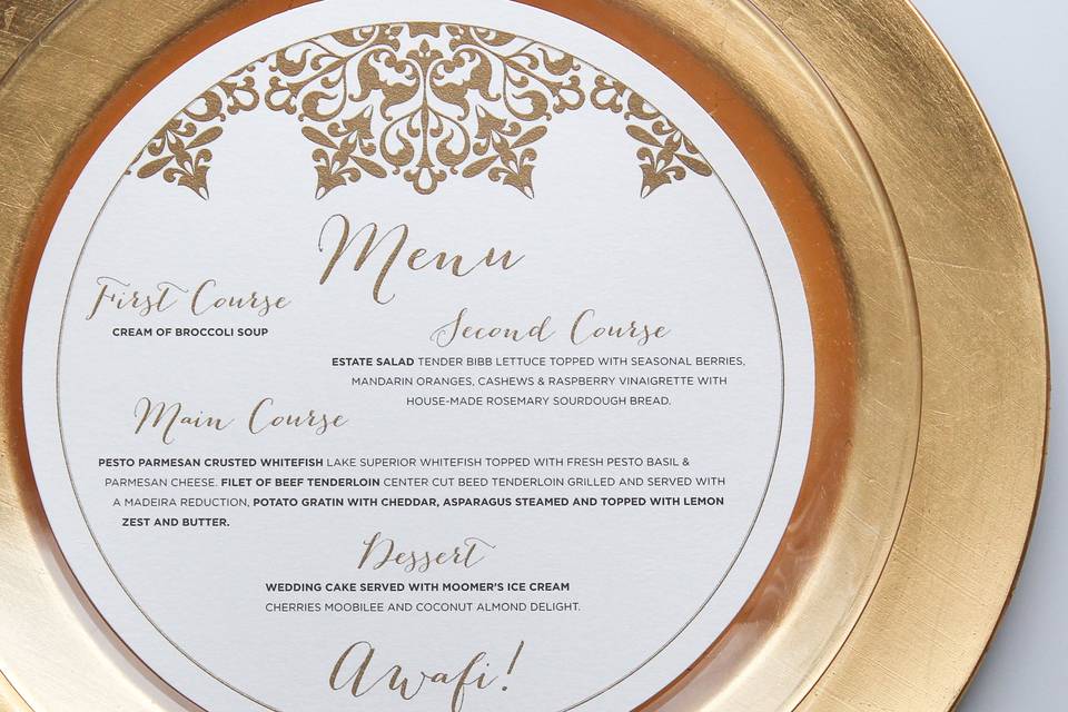 Gold circular menu