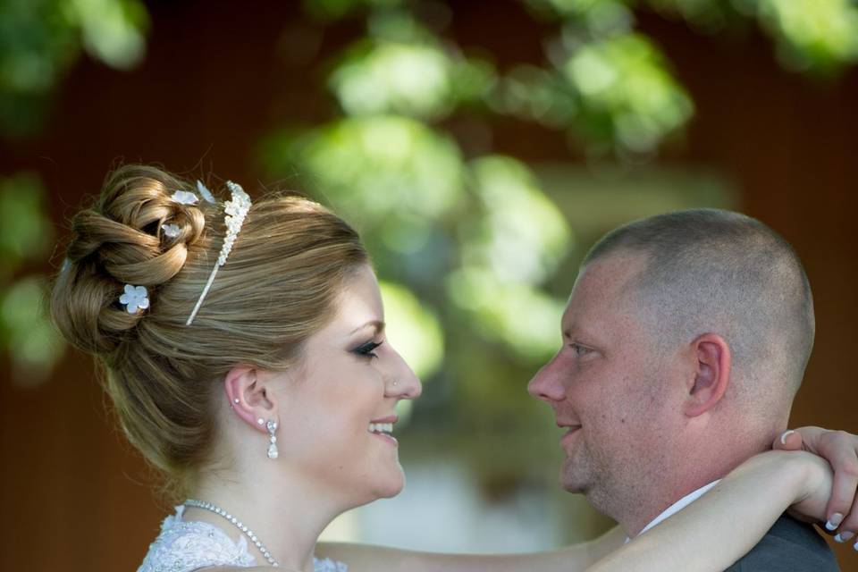 Couple slow dancing