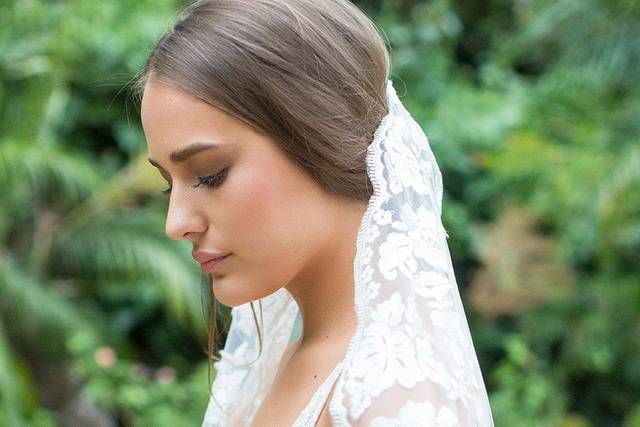 Ball gown wedding dress with a sweep train