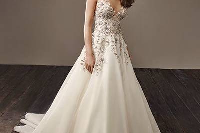 Ball gown dress with beaded top