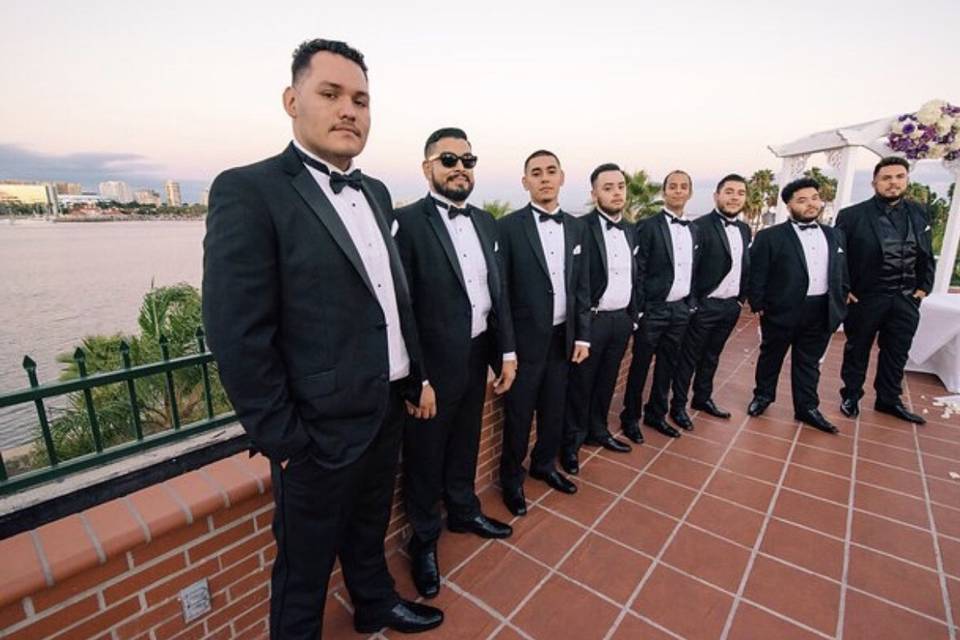 The groom with the groomsmen