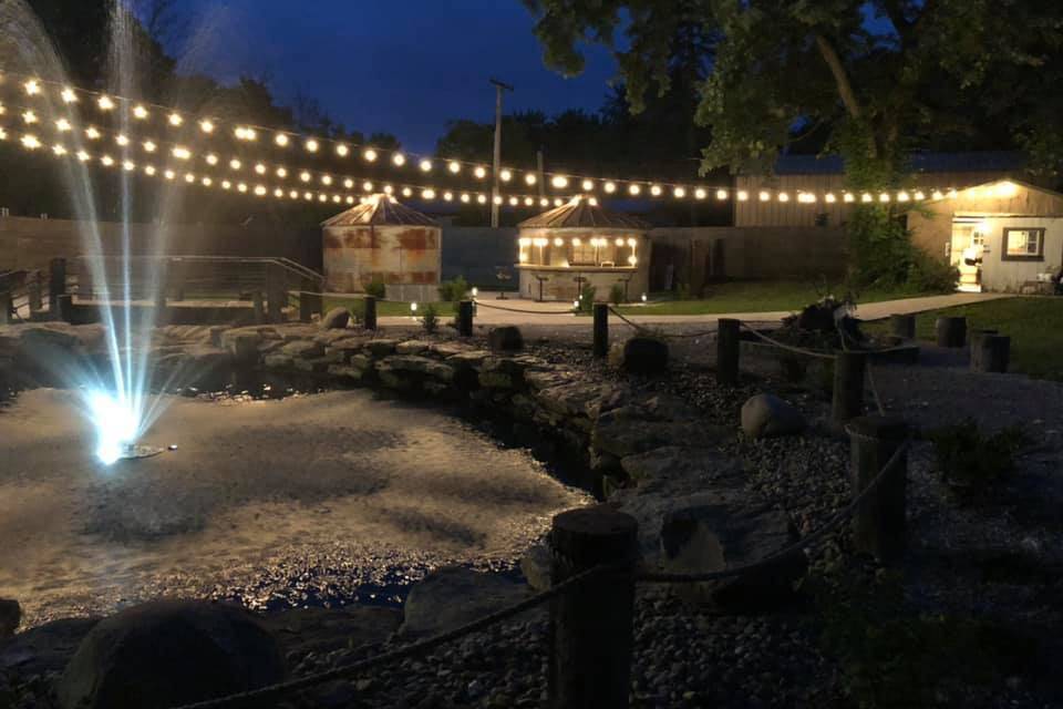 Fountain area at night