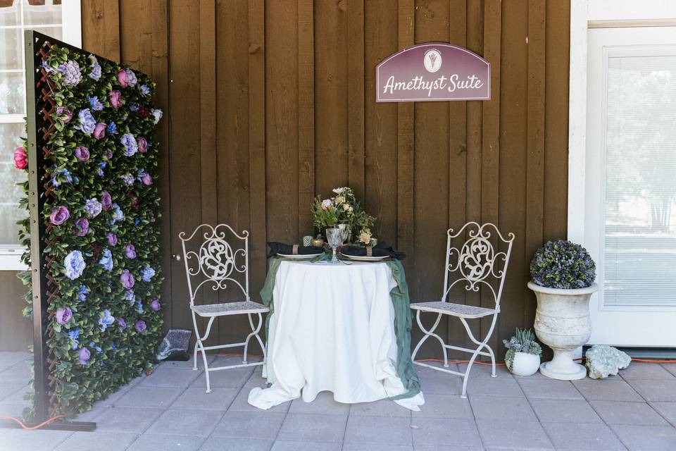 Set-up on Amethyst patio