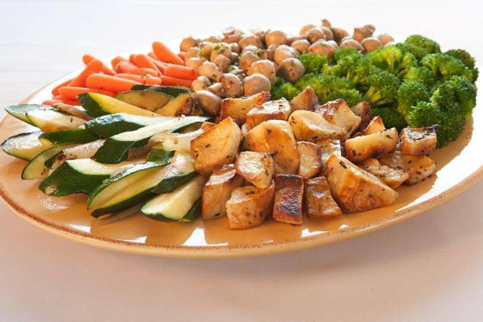 The perfect accompaniment to any of our catering entrees -- sauteed button mushrooms, seasonal vegetables and oven roasted rosemary potatoes