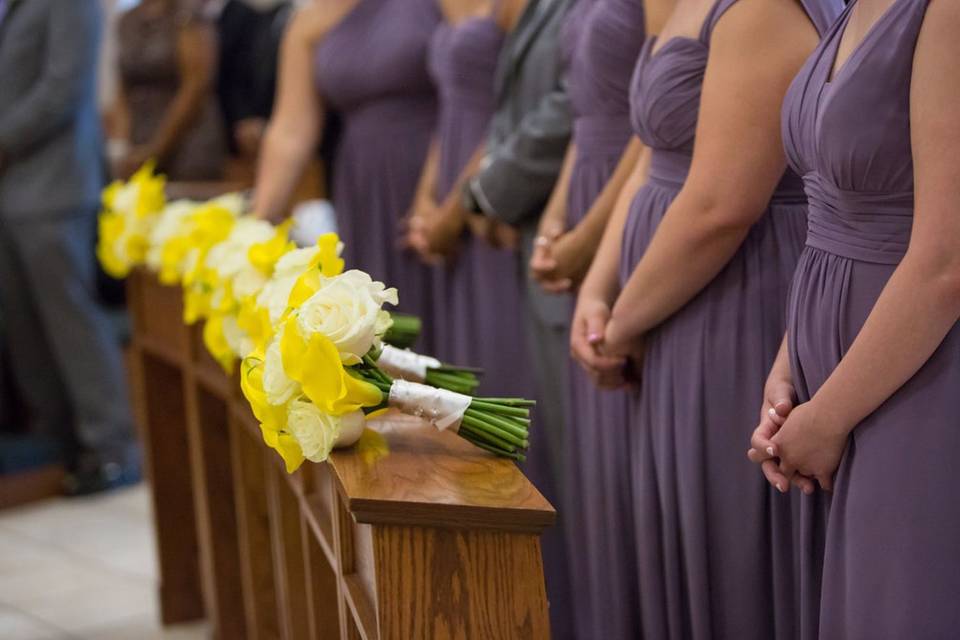 Bridesmaids and flowers