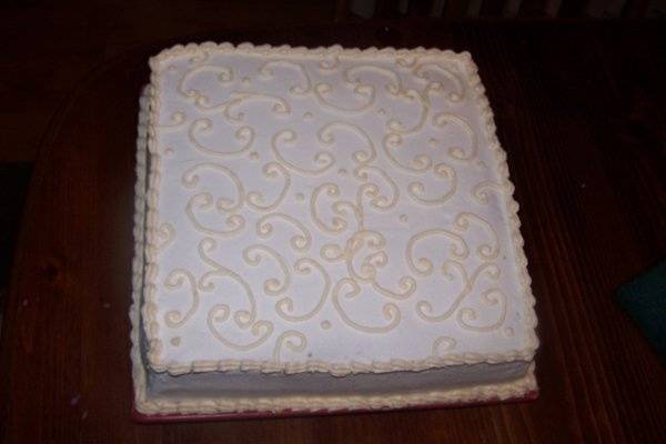 Square scroll groom's cake