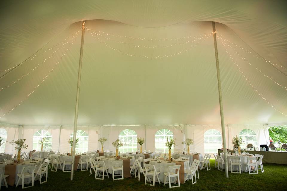 Marquee wedding reception area