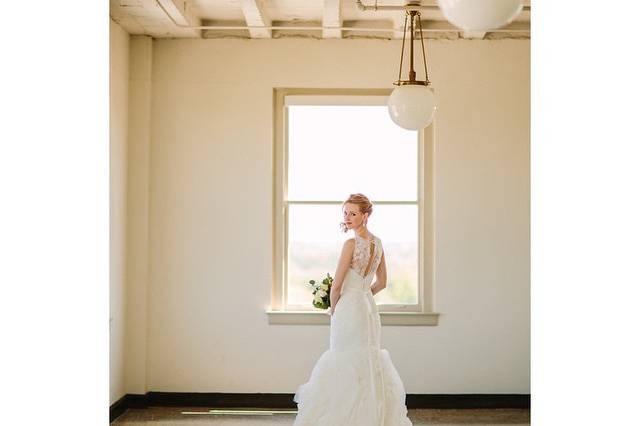 Bride looking away from the window