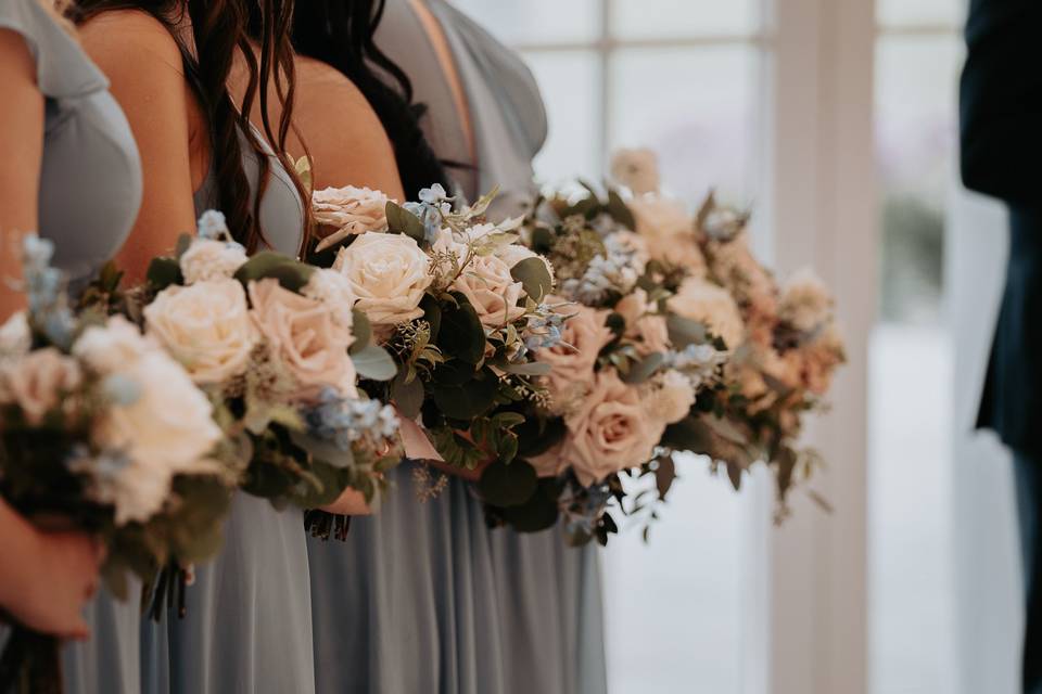 Bridesmaids' bouquets.
