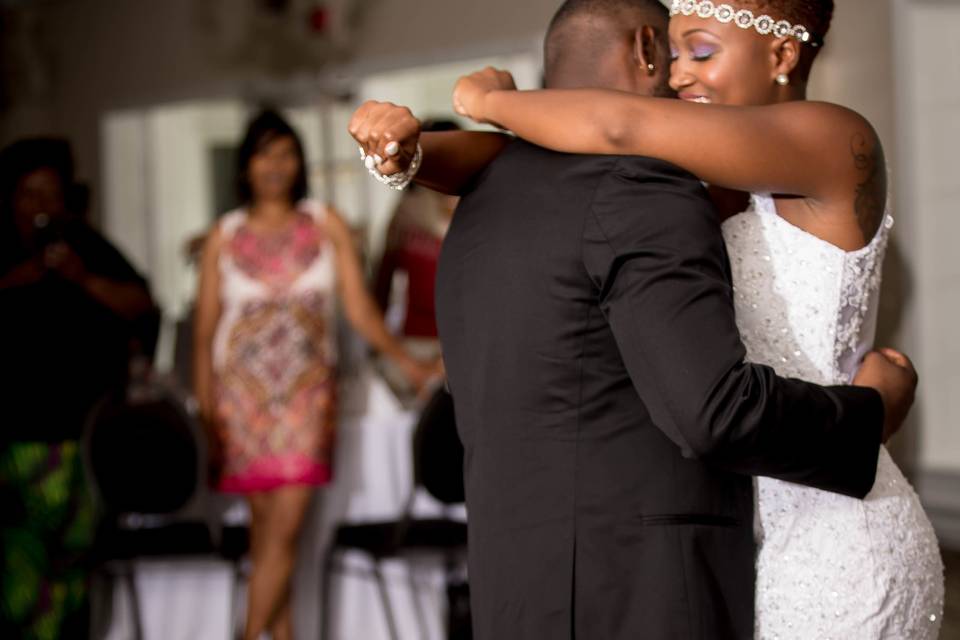 Newlyweds reading their vows