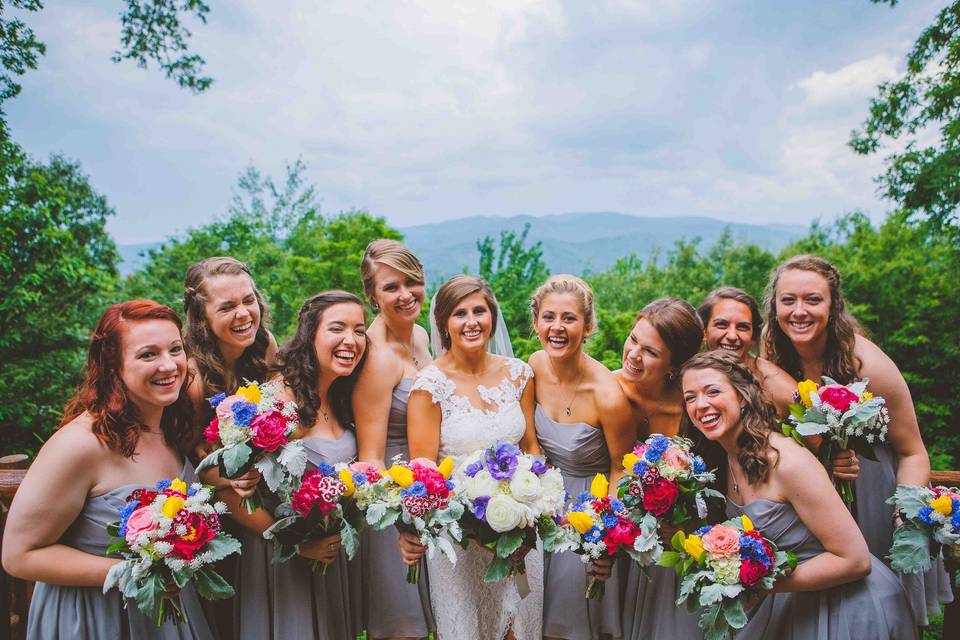 The bride with her bridesmaids