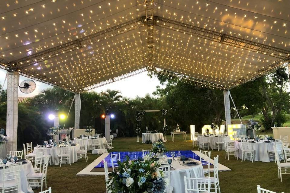 Tent with bistro lights