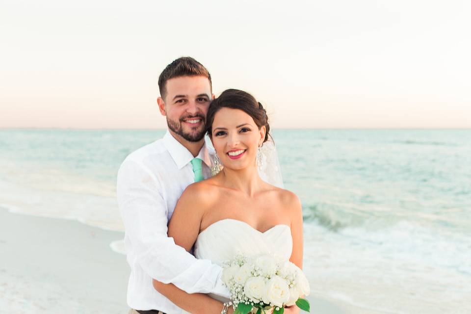 Newlyweds at the beach