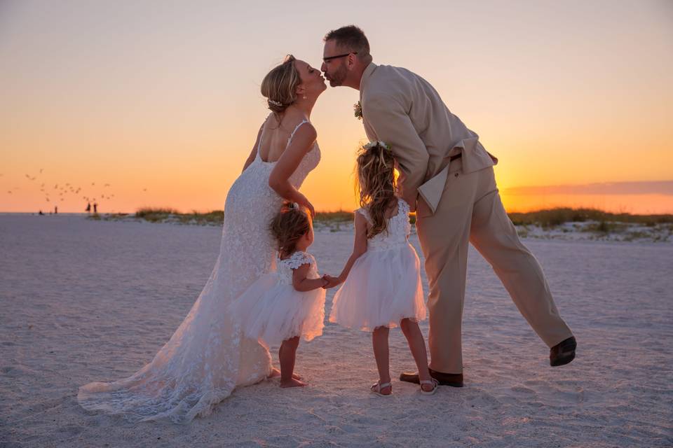 Family Photo with Sunset