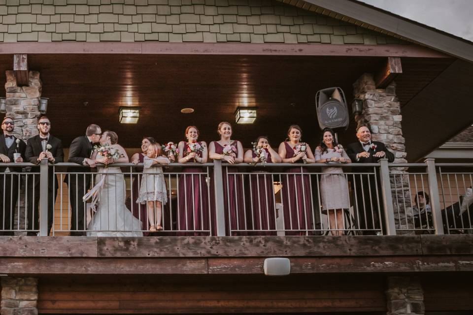 Balcony wedding party