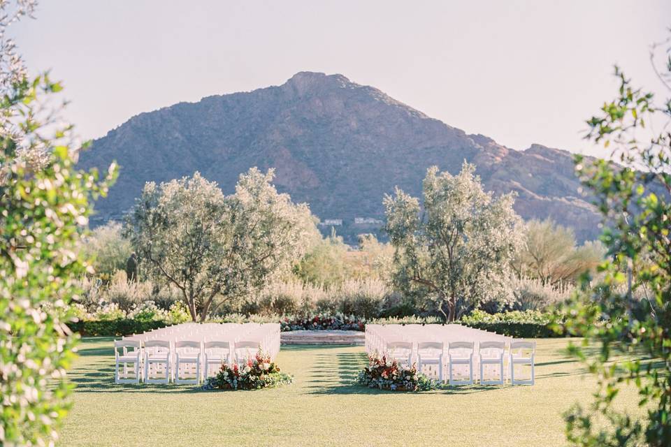 Outdoor wedding setup