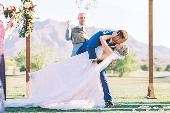 Ceremonial wedding kiss