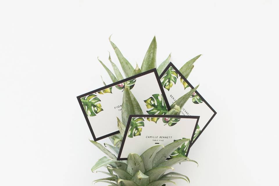 Tropical wedding escort cards