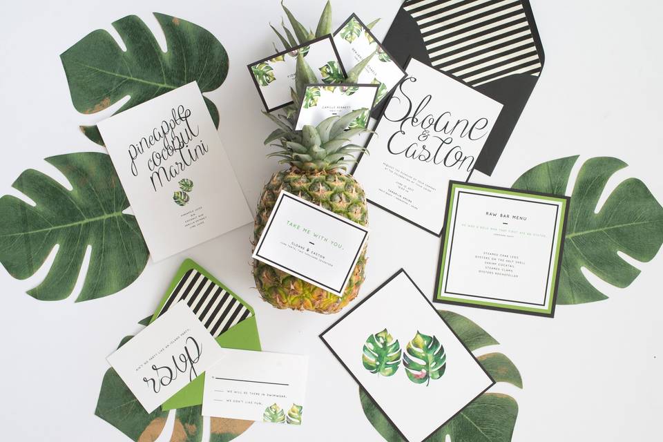 Tropical Palm Wedding Invitation Suite