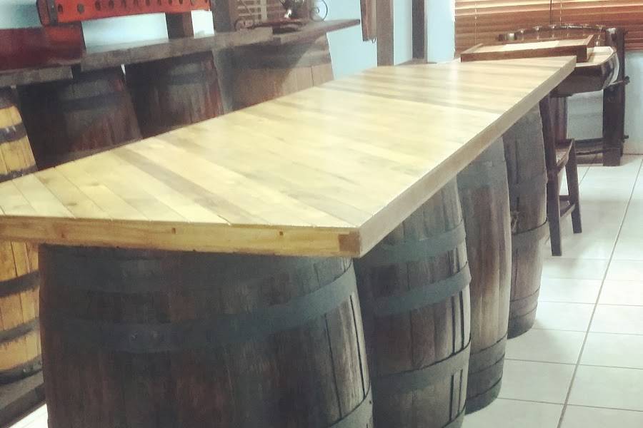 Table top is rented with two barrels. The table top measures 30