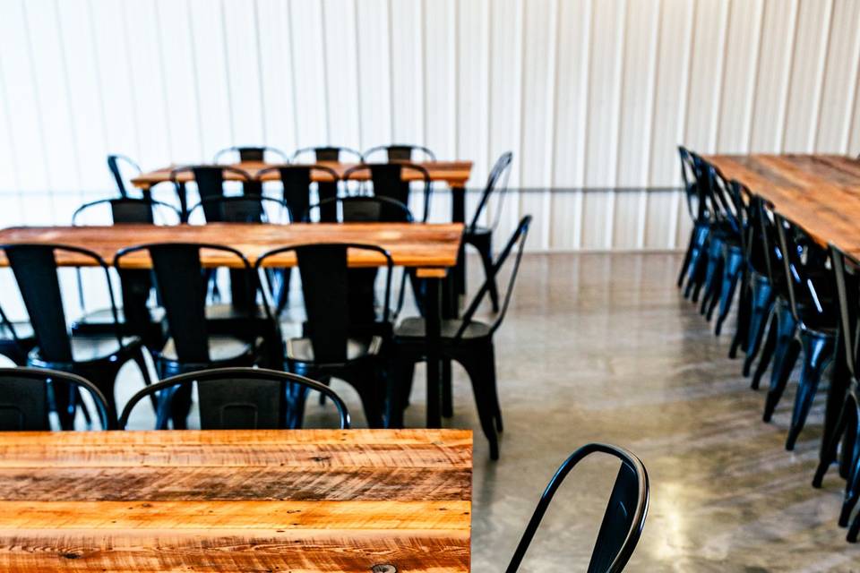 Tables and chairs in the Loft