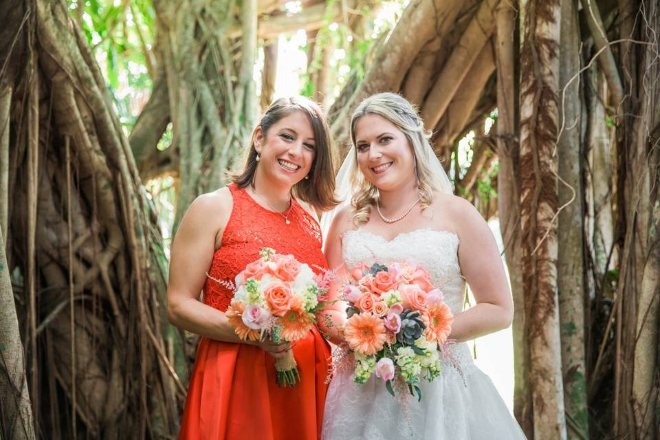 Bride and her bridesmaid