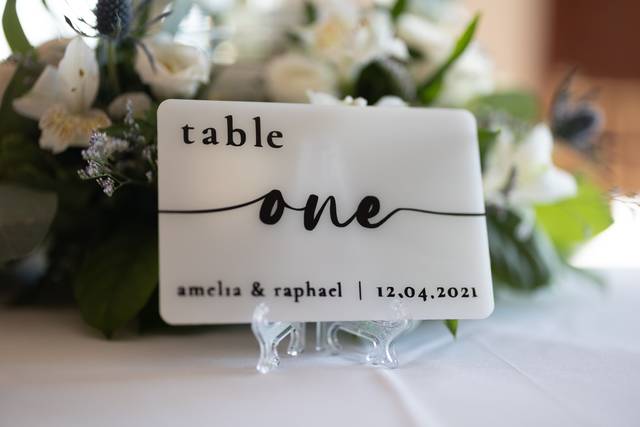 Custom actylic and vinyl table