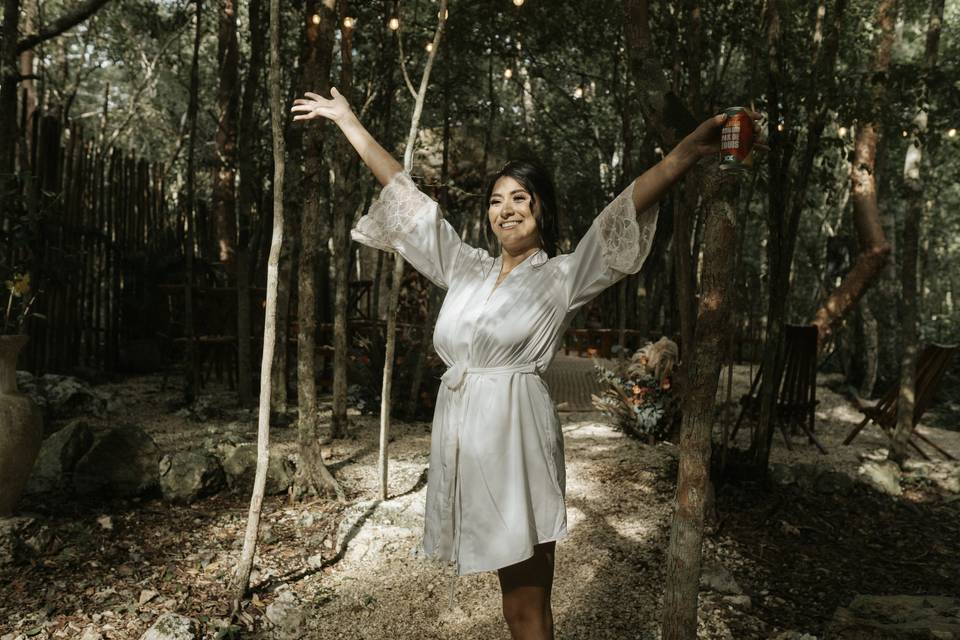 Happy bride Tulum Mexico