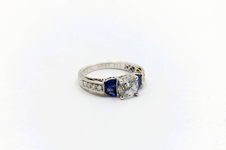 Silver ring with  blue stones