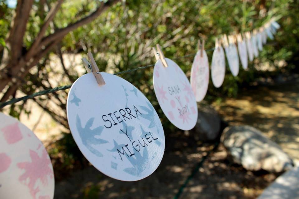 Our hand stamped, custom designed place cards!Photo by Gabriela Miranda