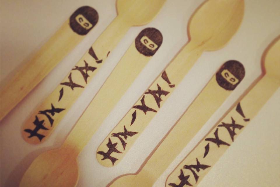 Ninja themed birthday party!Eco friendly custom spoons.