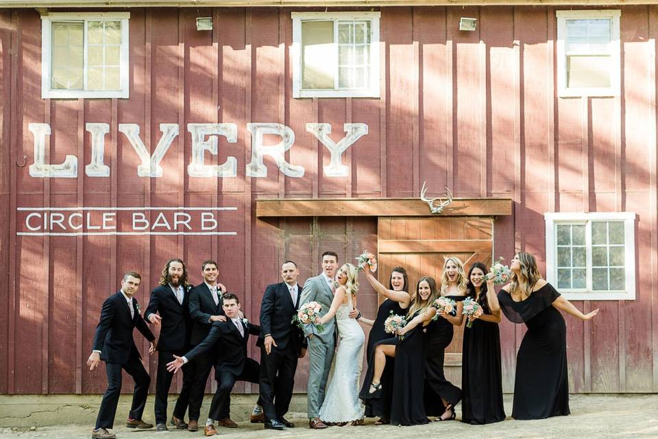 Wedding Party photos at the Circle Bar B Stables