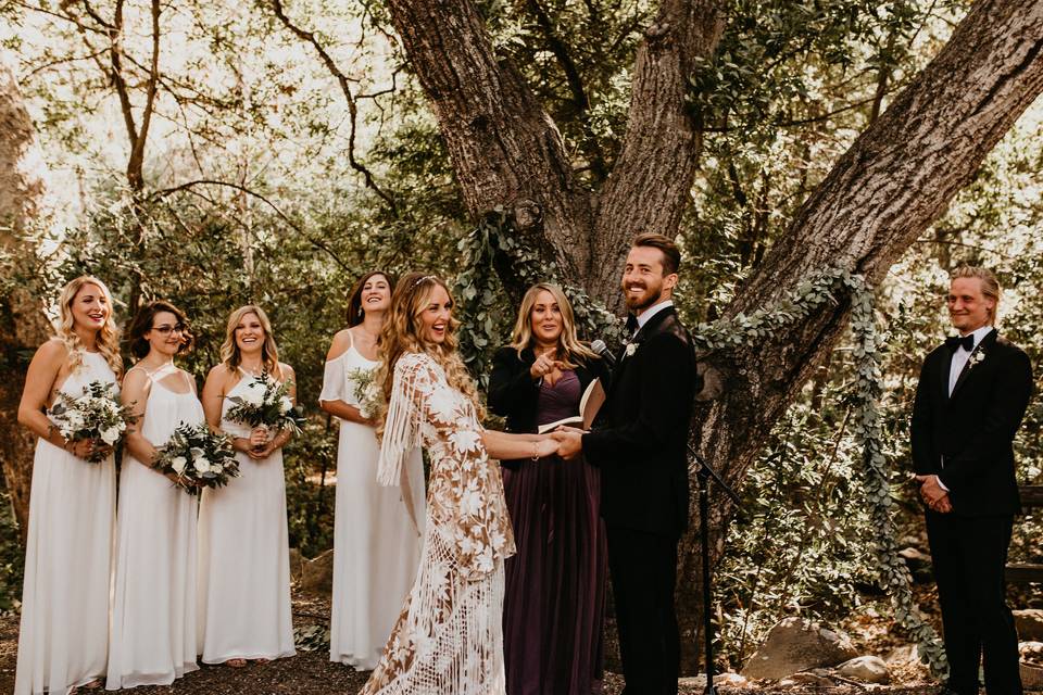 Ceremony site under the oaks