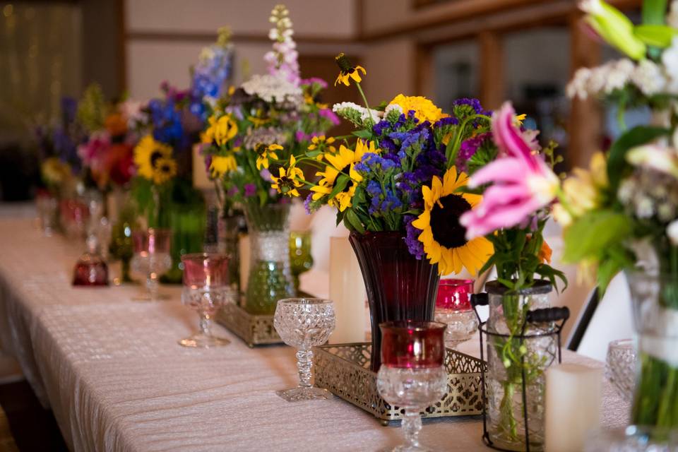 Bright floral centerpieces