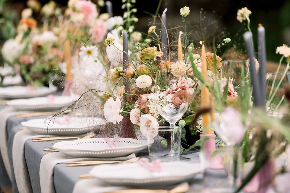 Wedding table with flowers