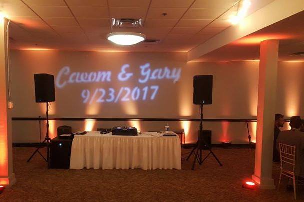 Wedding monogram orange light