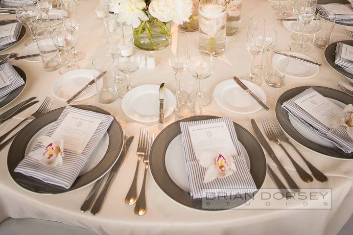 Table setup with centerpiece