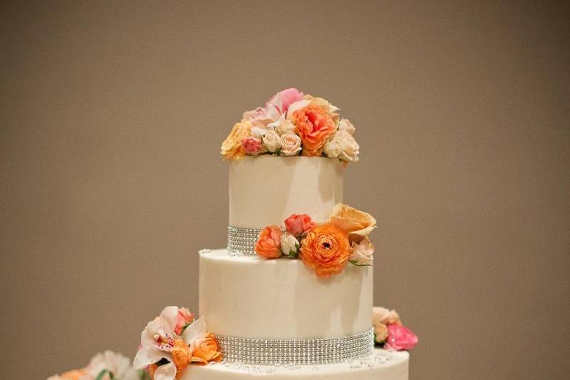 Multiple layered wedding cake