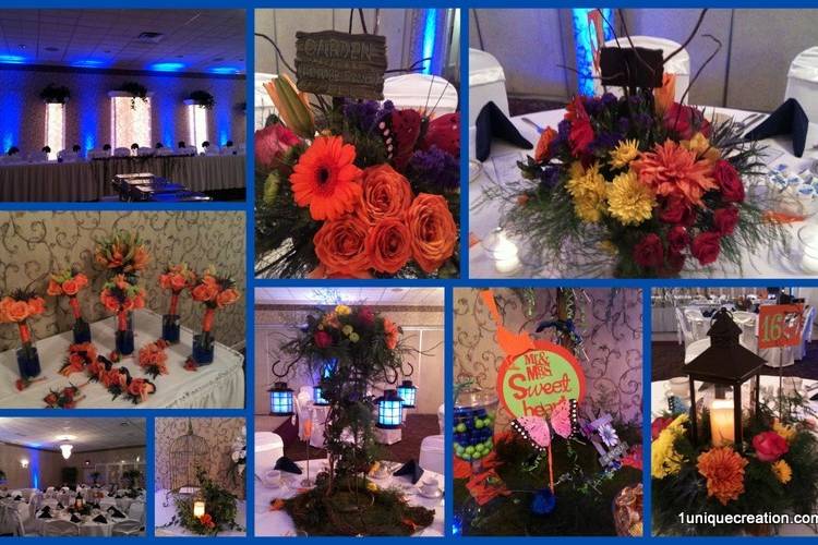 Wedding Designs ideas Floral, Up lighting, Centerpieces, special garden theme.