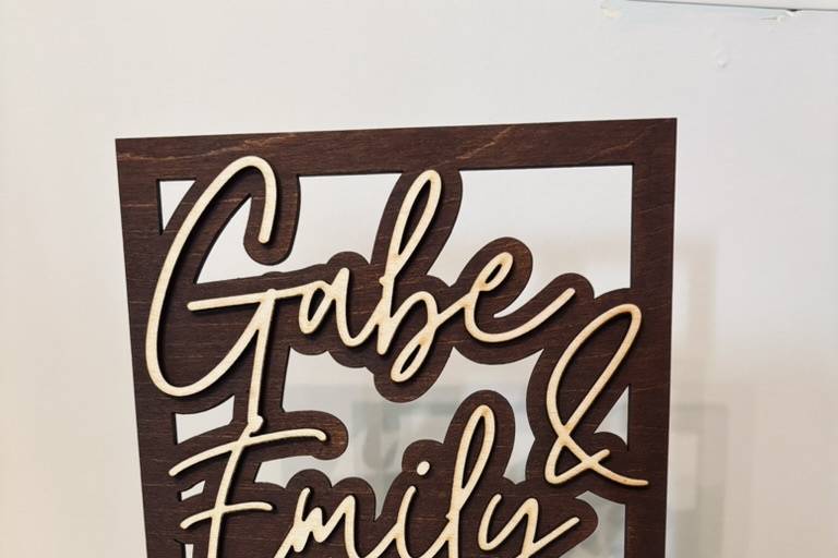Custom bride-groom table sign