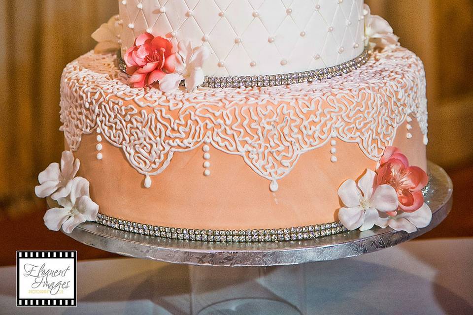 Three layered wedding cake
