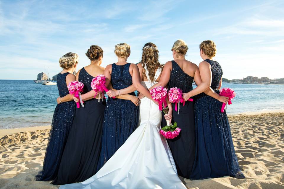 Bride and bridesmaids