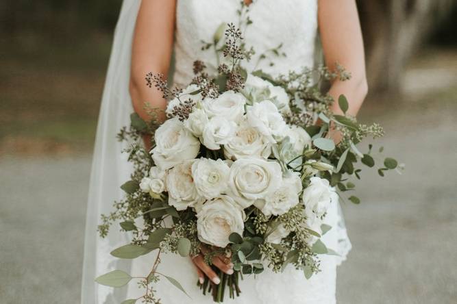 Abby and her bouquet