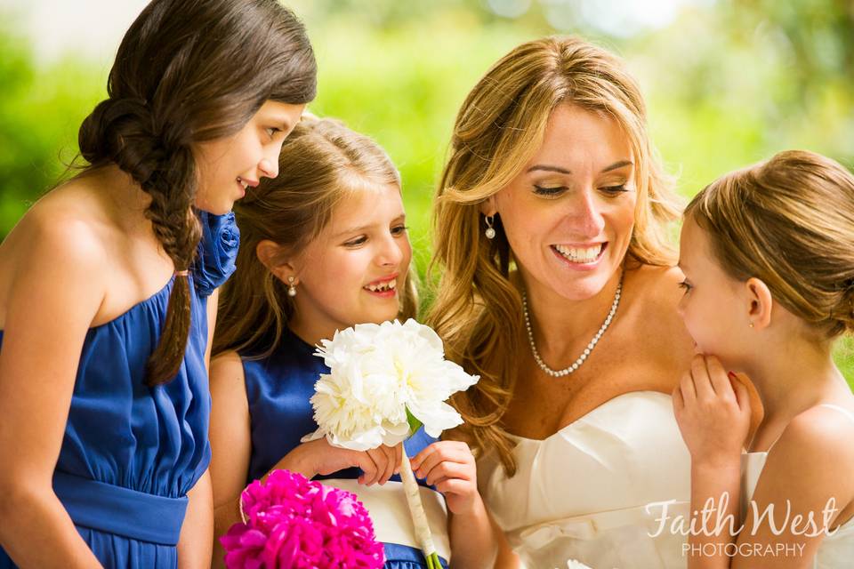 Bridewithflowergirls